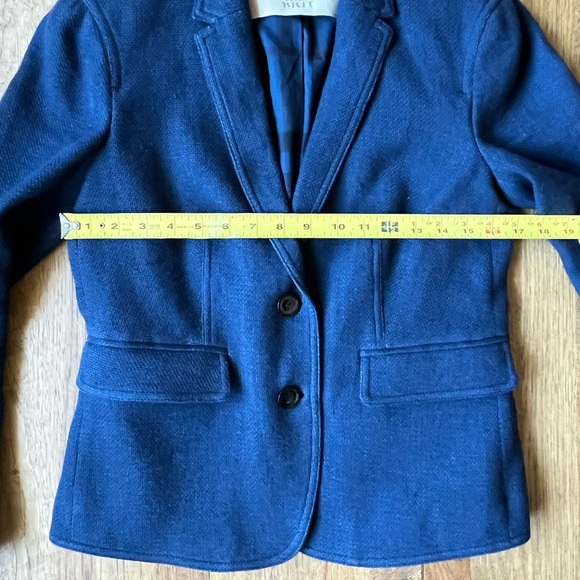 Burberry Brit Navy Blue Linen Cotton Women’s Blazer Jacket Sz 6 Academia Preppy - Picture 9 of 11